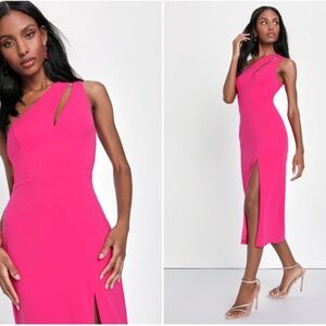 Lulu's Hot Pink One-Shoulder Dress